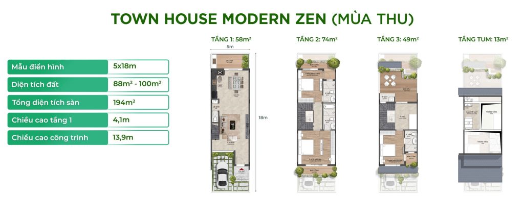 Townhouse Modern Zen (Mùa Thu)