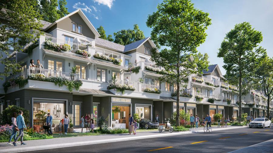 Phối cảnh Town Villa tại phân khu Mùa Xuân.