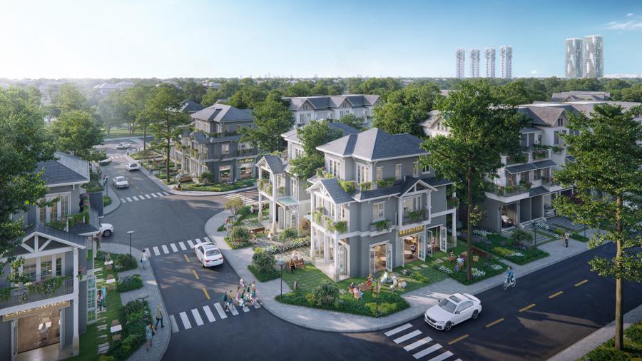 Phối cảnh Shop Villa đơn lập tại phân khu Mùa Xuân.